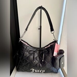 Juicy Couture Black Quilted Shoulder Bag with Chain Strap